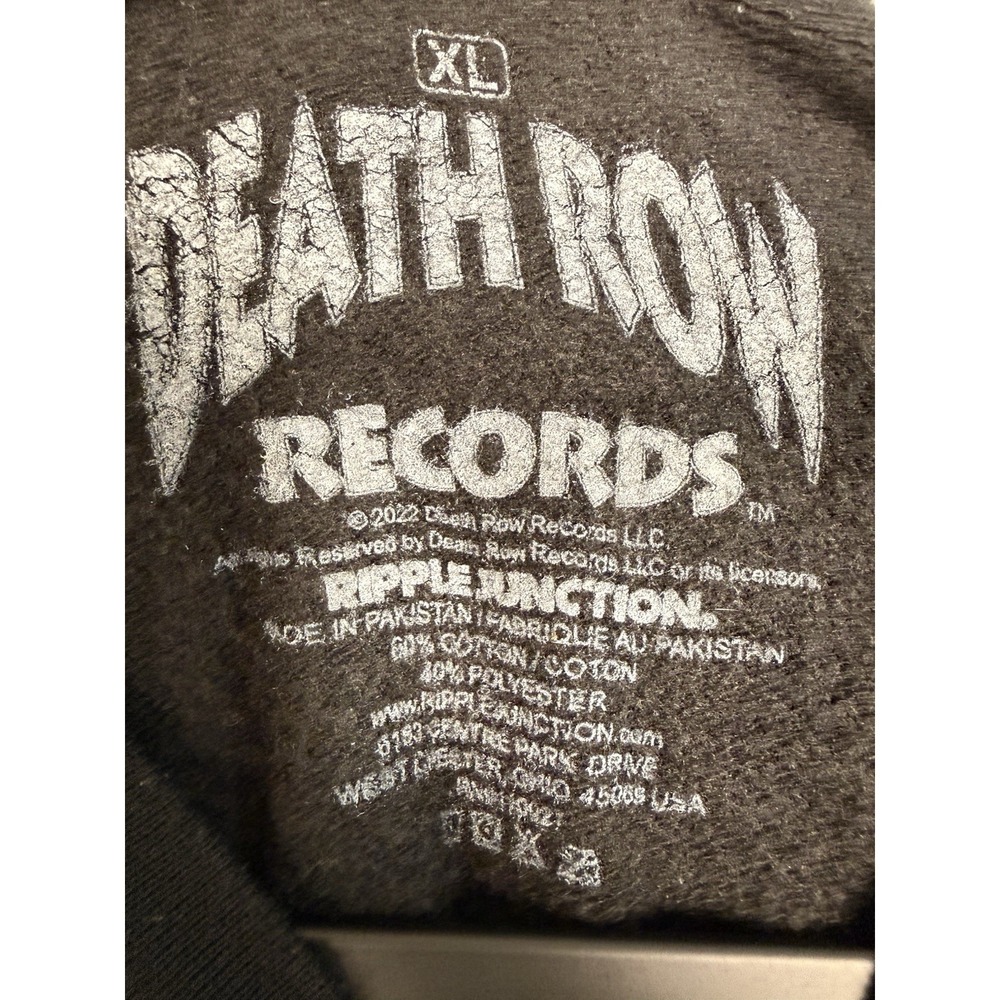Death Row Records LA Logo Crewneck Sweatshirt Black XL Hip Hop Rap Graphic - Picture 8 of 8